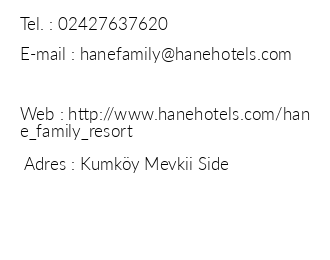 Hane Family Resort iletiim bilgileri